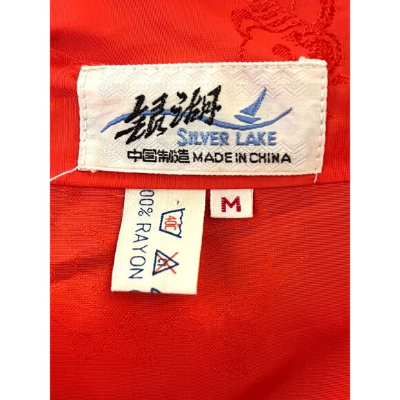 Vtg SILVER LAKE Women’s M Kimono Robe Embroidered Phoenix Dragon Floral Satin - Picture 8 of 9